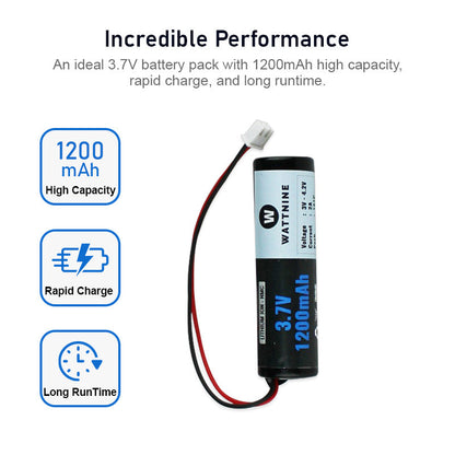 WATTNINE® 3.7V 1200mAh Lithium Battery Pack with 1 year warranty