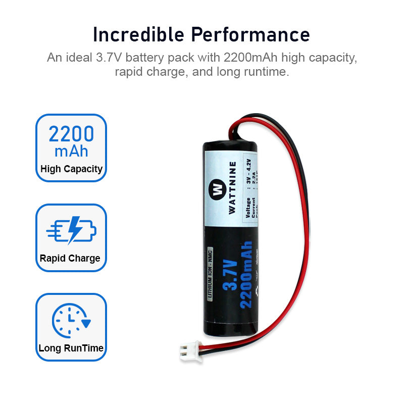 WATTNINE® 3.7V 2200mah Lithium Battery Pack with 3 year warranty