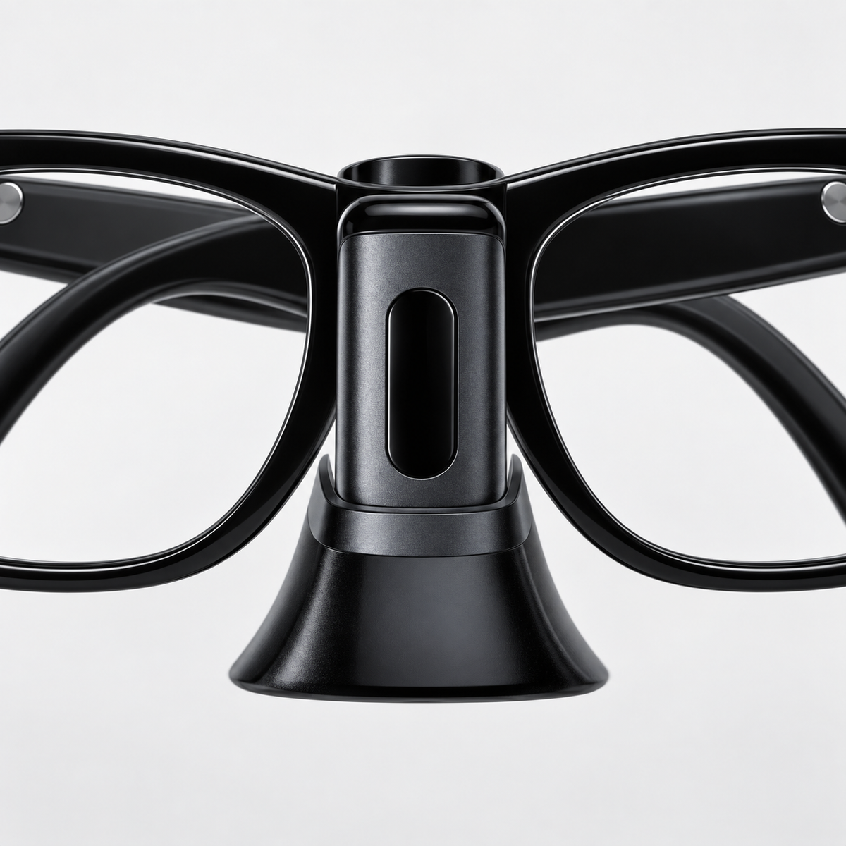 BOBOVR BG350 compact battery clip attached to smart glasses bridge