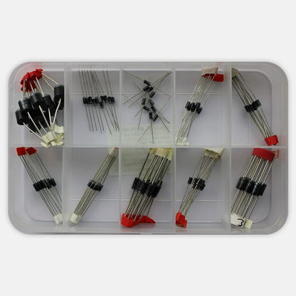 Diode Kit 100 pcs - Assorted Rectifier and Schottky Diodes - 10 Values / 10 Units Each