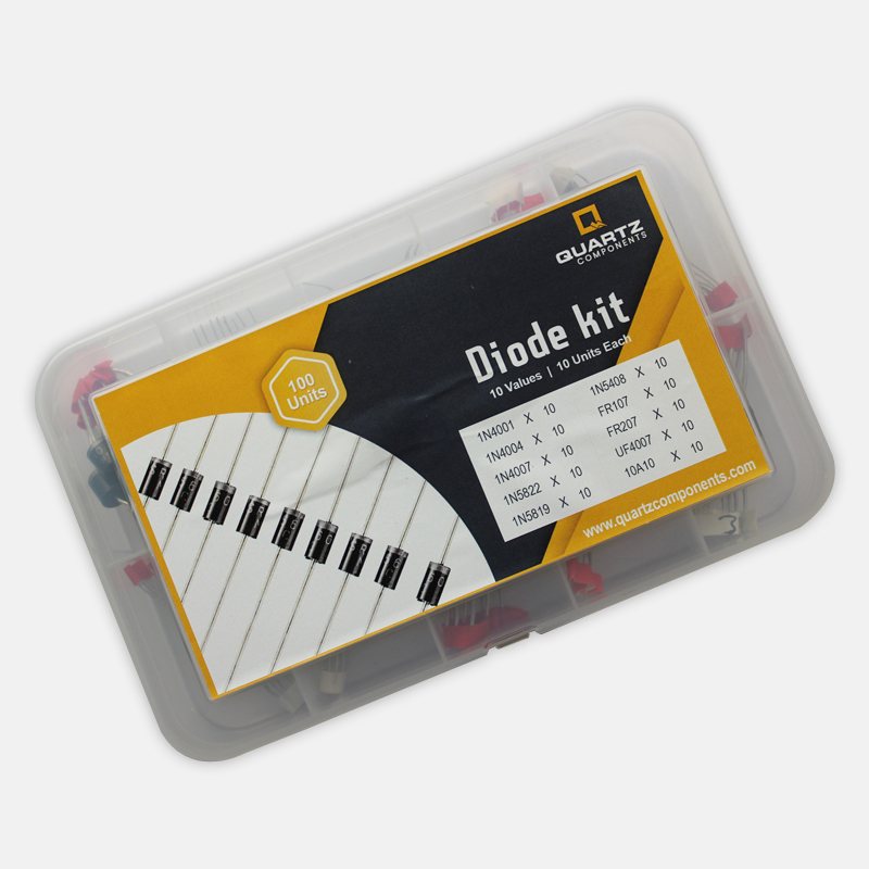 Diode Kit 100 pcs - Assorted Rectifier and Schottky Diodes - 10 Values / 10 Units Each
