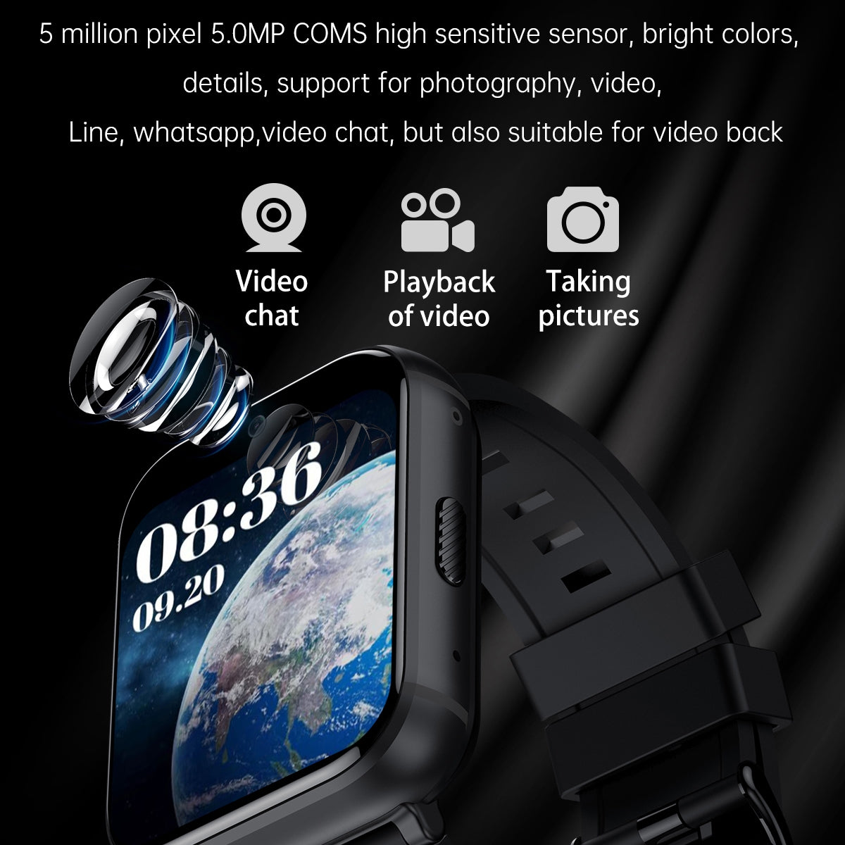 Q668 1.99-inch 4G Android Smart Watch, 2GB/16GB, Black — product detail image 8