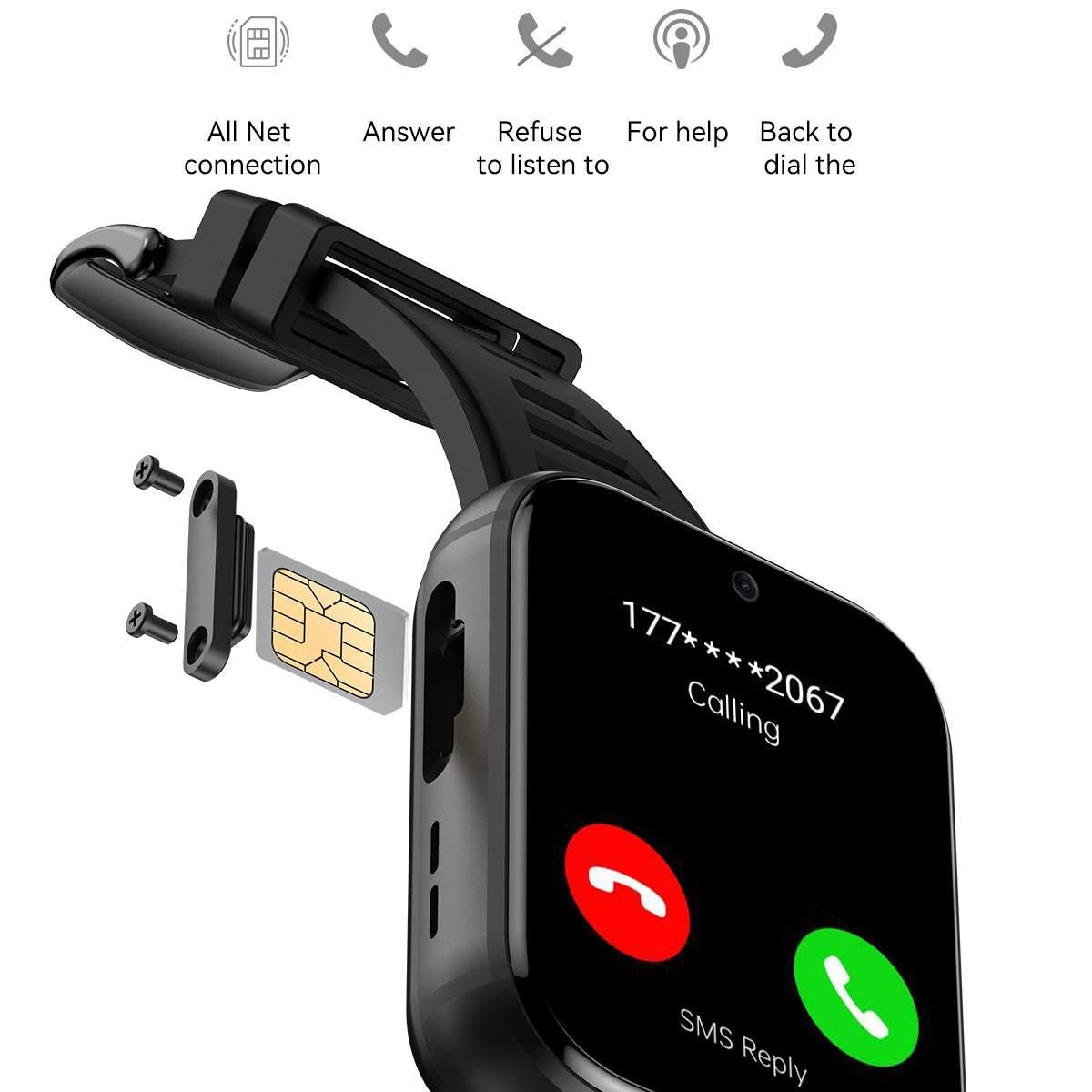 Q668 1.99-inch 4G Android Smart Watch, 2GB/16GB, Black — product detail image 4