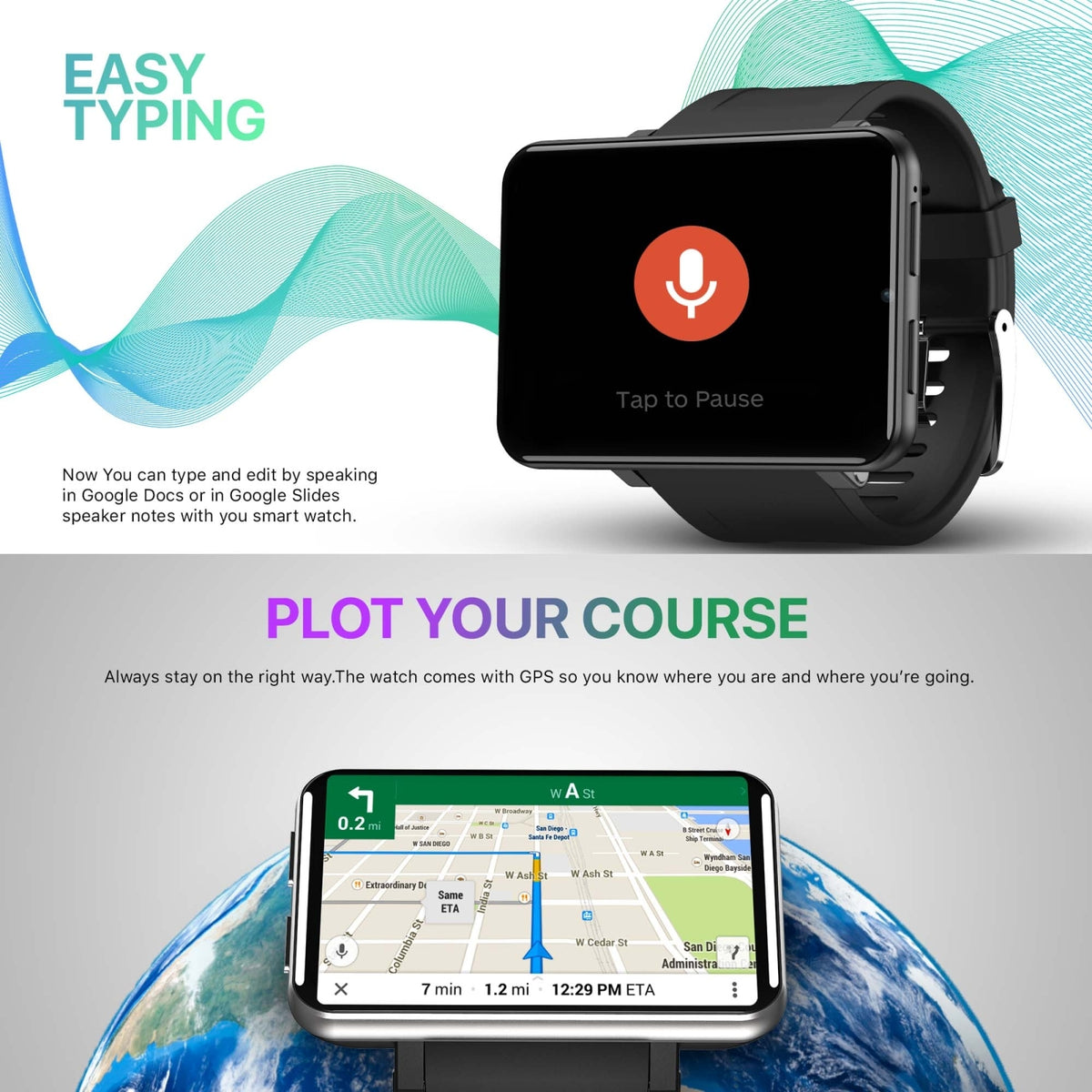 DM100 2.86-inch SIM Smart Watch, 1GB/16GB, Black — product detail image 9