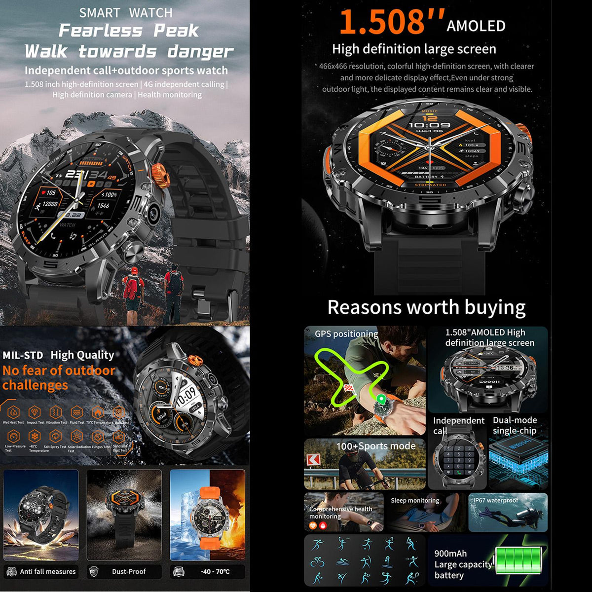 BH11 1.508-inch AMOLED 4G Smart Watch, 2GB/16GB, Black — product detail image 2