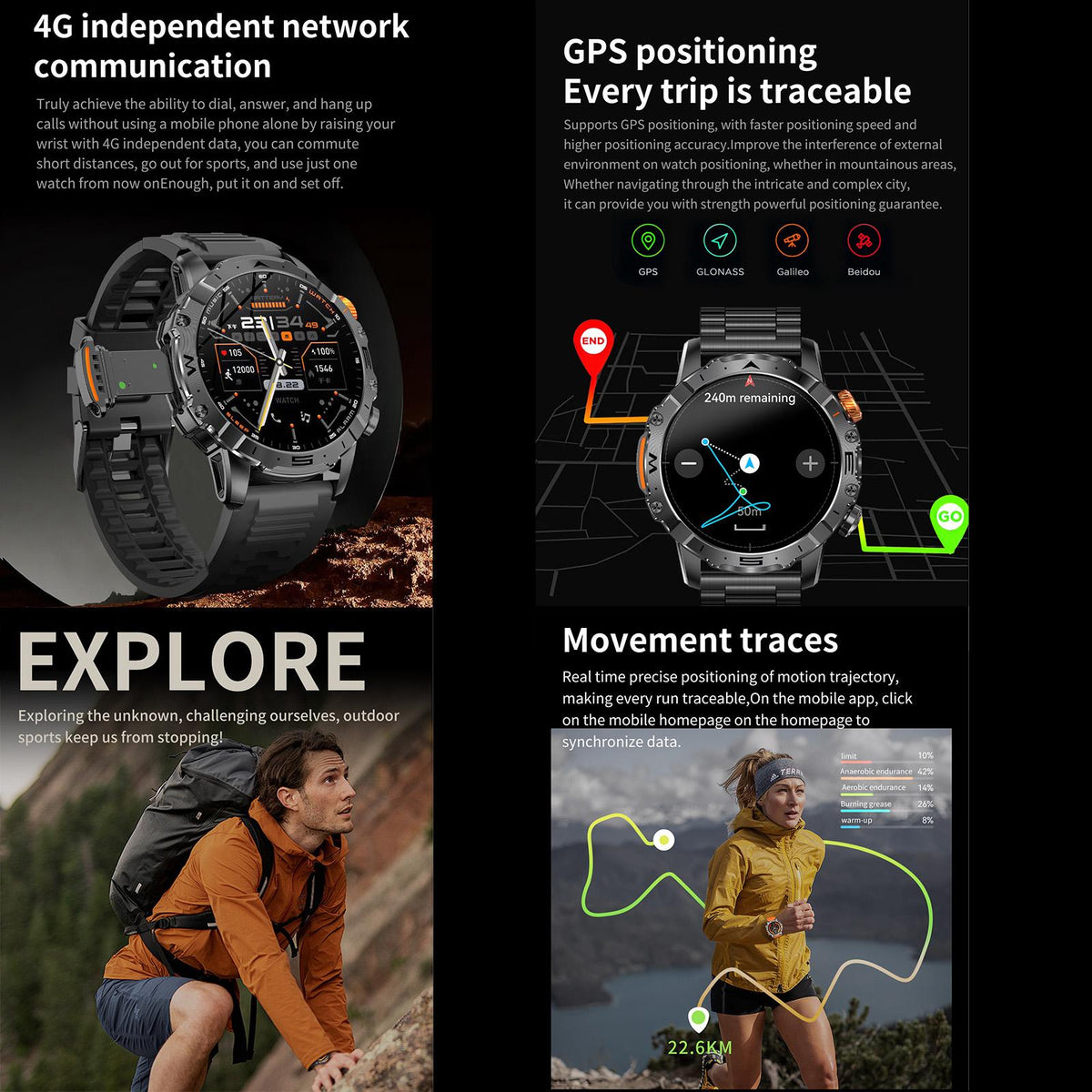 BH11 1.508-inch AMOLED 4G Smart Watch, 2GB/16GB, Black — product detail image 7
