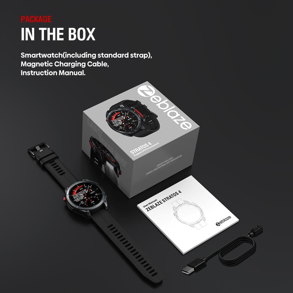 Zeblaze Stratos 4 Rugged GPS Smart Watch, Black — product detail image 14