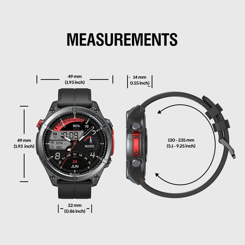Zeblaze Stratos 4 Rugged GPS Smart Watch, Black — product detail image 15