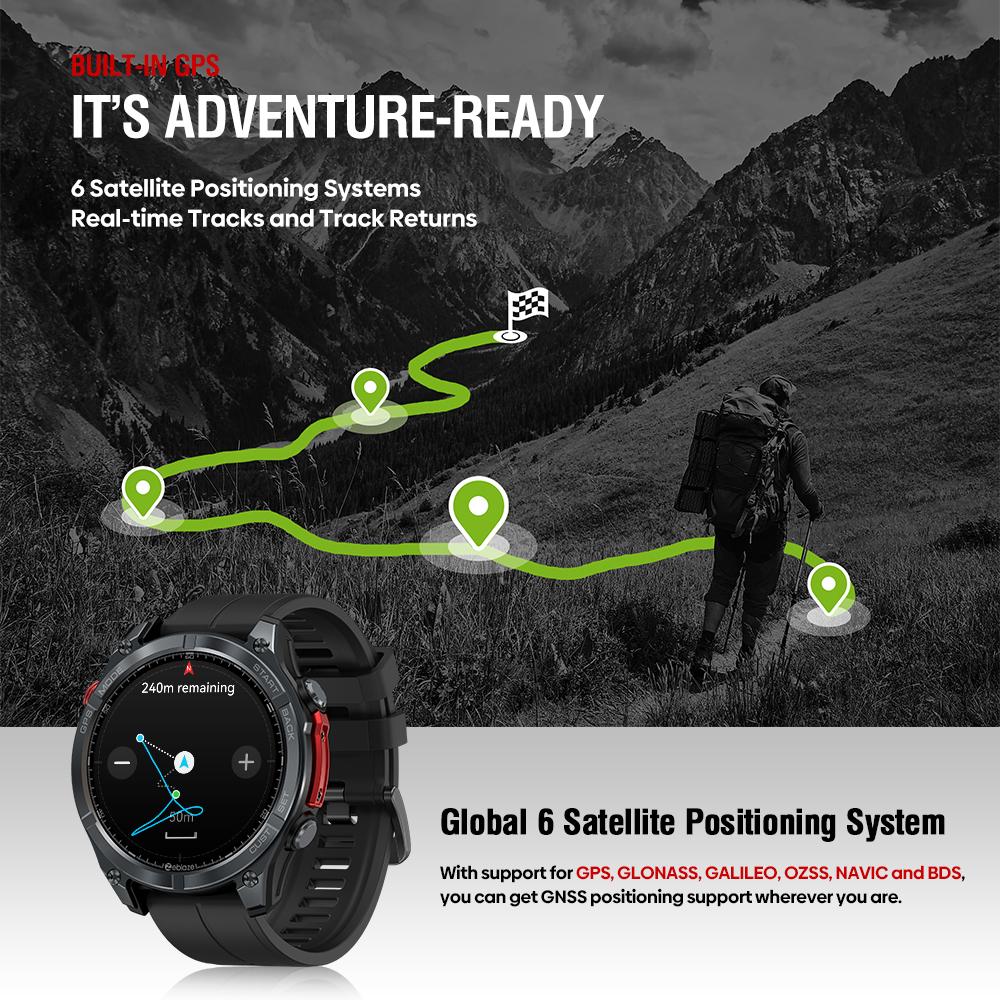 Zeblaze Stratos 4 Rugged GPS Smart Watch, Black — product detail image 4