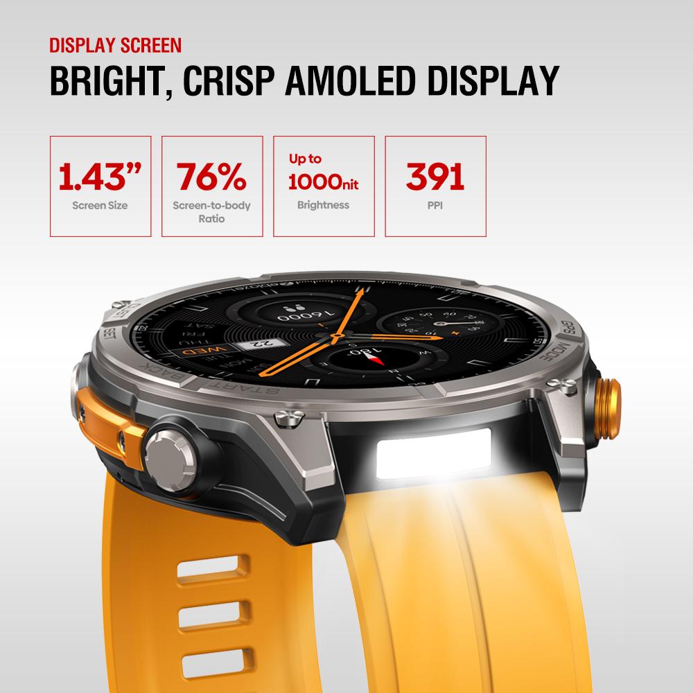 Zeblaze Stratos 4 Rugged GPS Smart Watch, Black — product detail image 7