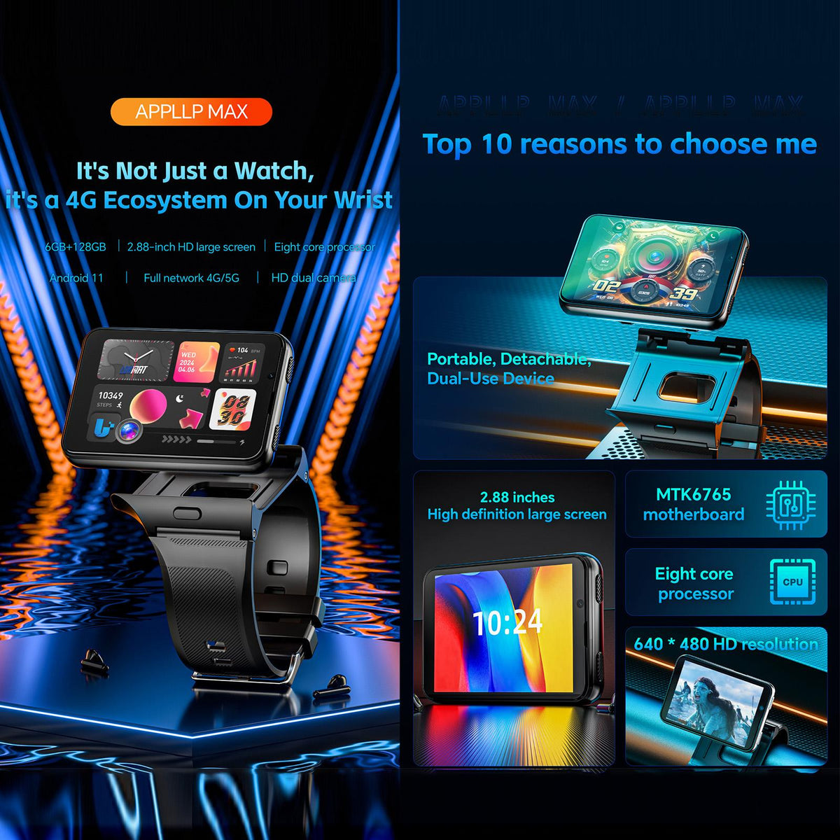 LOKMAT APPLLP Max 2.88-inch 4G Android Smart Watch, 6GB/128GB — product detail image 4