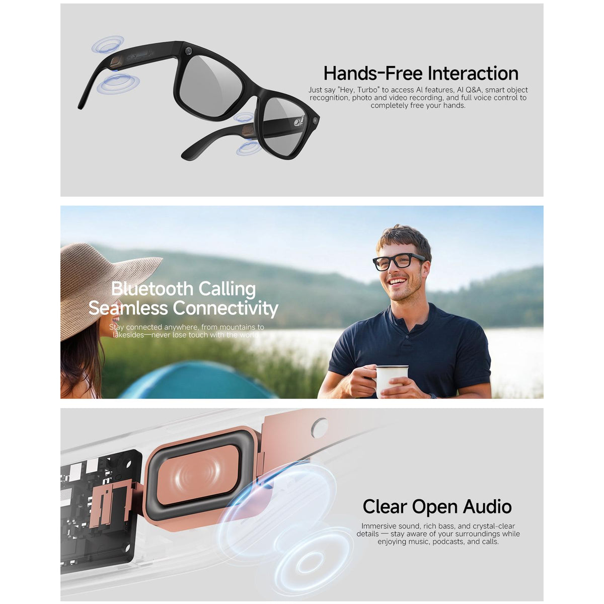 HD5 Ultra 8MP AI Camera & Translation Glasses with Charging Case — WiFi and Bluetooth connectivity