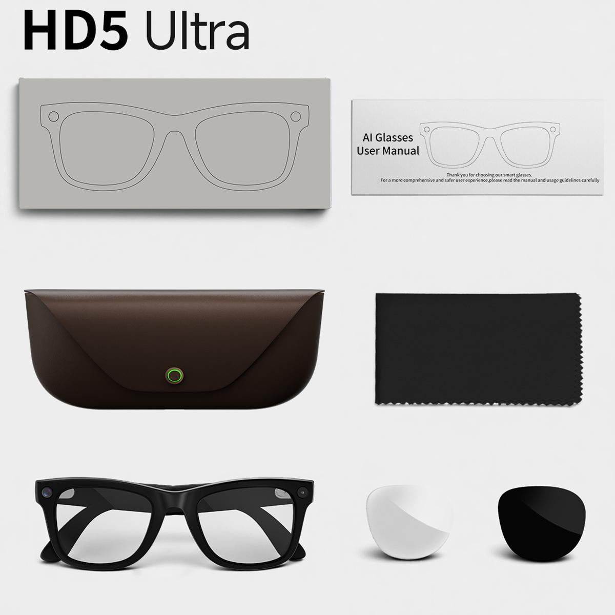 HD5 Ultra 8MP AI Camera & Translation Glasses with Charging Case — water and sweat resistance