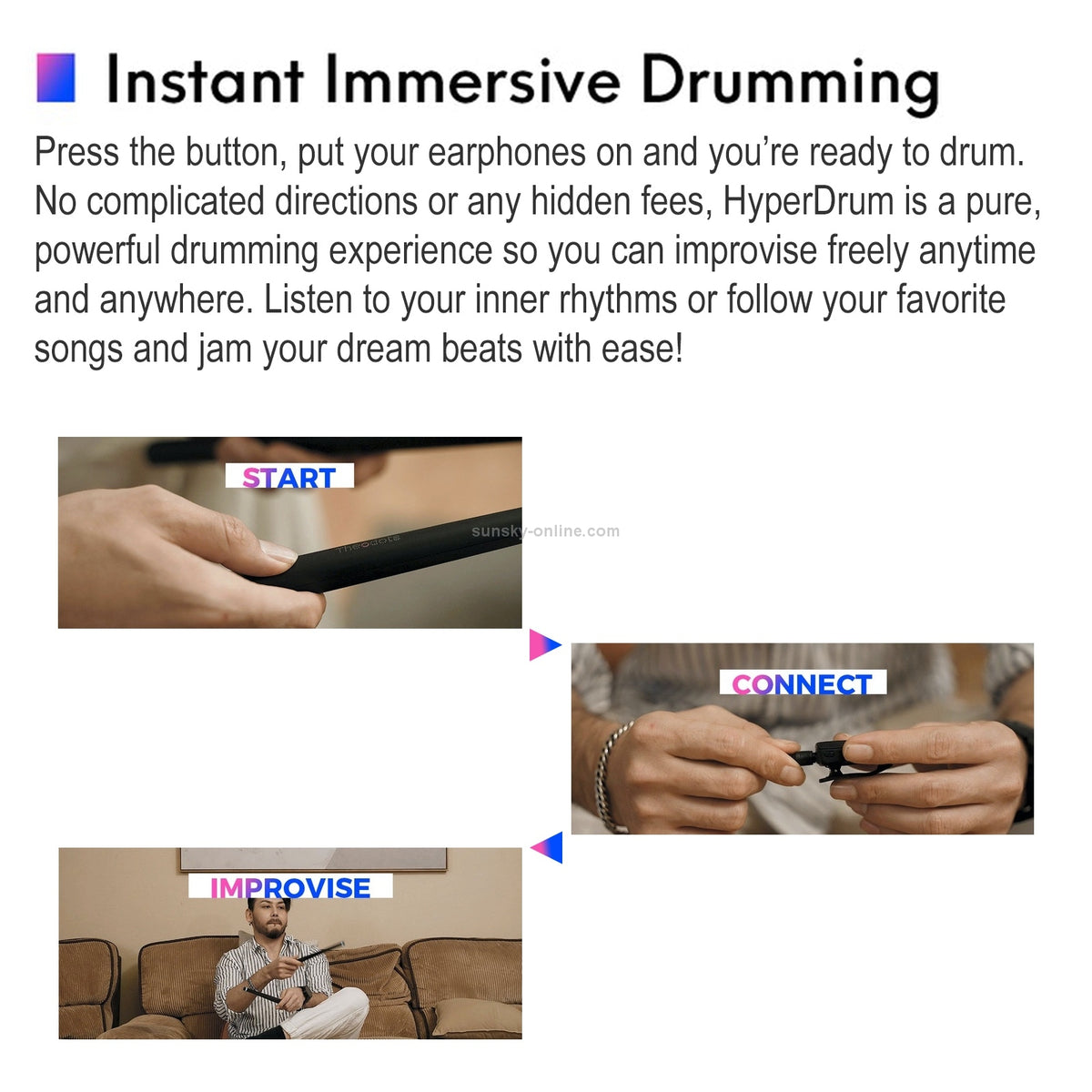 Hyperdrum motion-sensing virtual drum kit detail 2