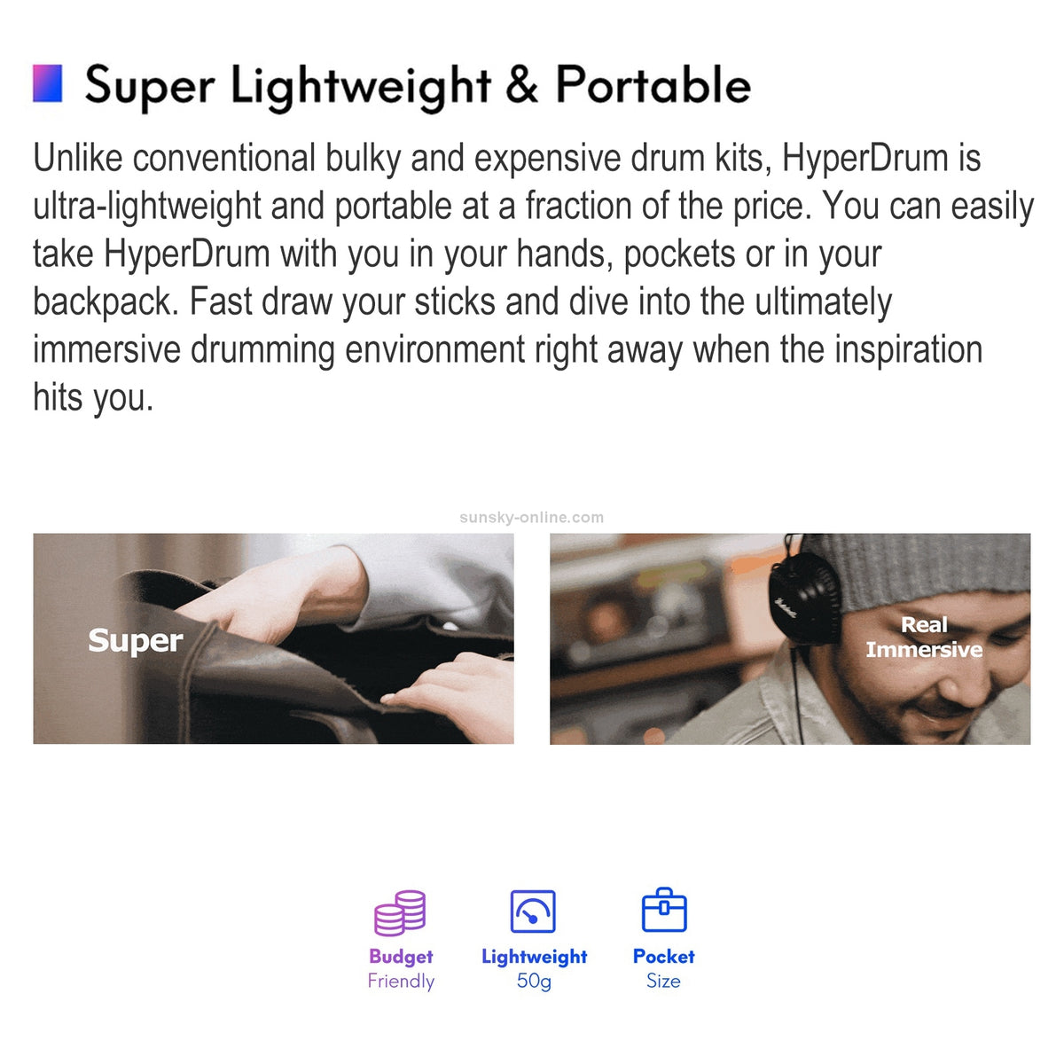 Hyperdrum motion-sensing virtual drum kit detail 4