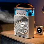 Portable Evaporative Air Cooler & Mist Fan – 5 Nozzles, Ice-Ready Tank, 7-Color LED & USB-C