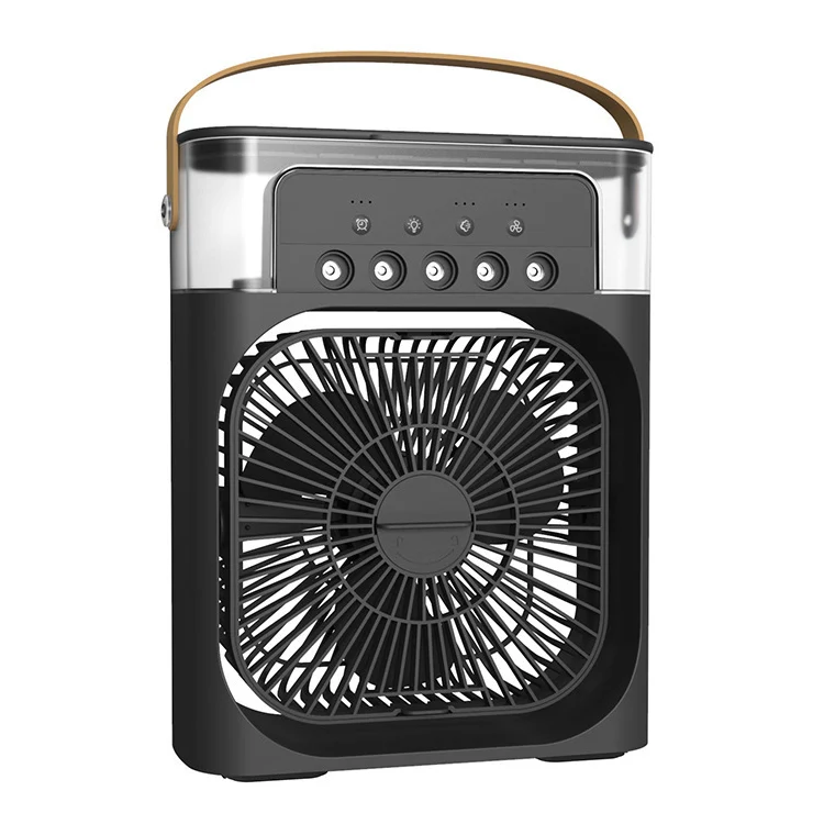 Portable Evaporative Air Cooler & Mist Fan – 5 Nozzles, Ice-Ready Tank, 7-Color LED & USB-C