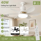 Foldable E27 Socket Ceiling Fan with Light and Remote – 3 Speeds, 3-Color Dimmable LED