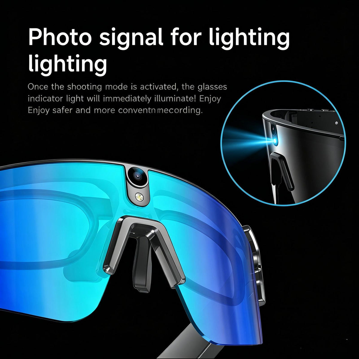 L805 8MP AI Cycling Glasses with Stabilization & Polarized Lenses — image stabilization for clearer active footage