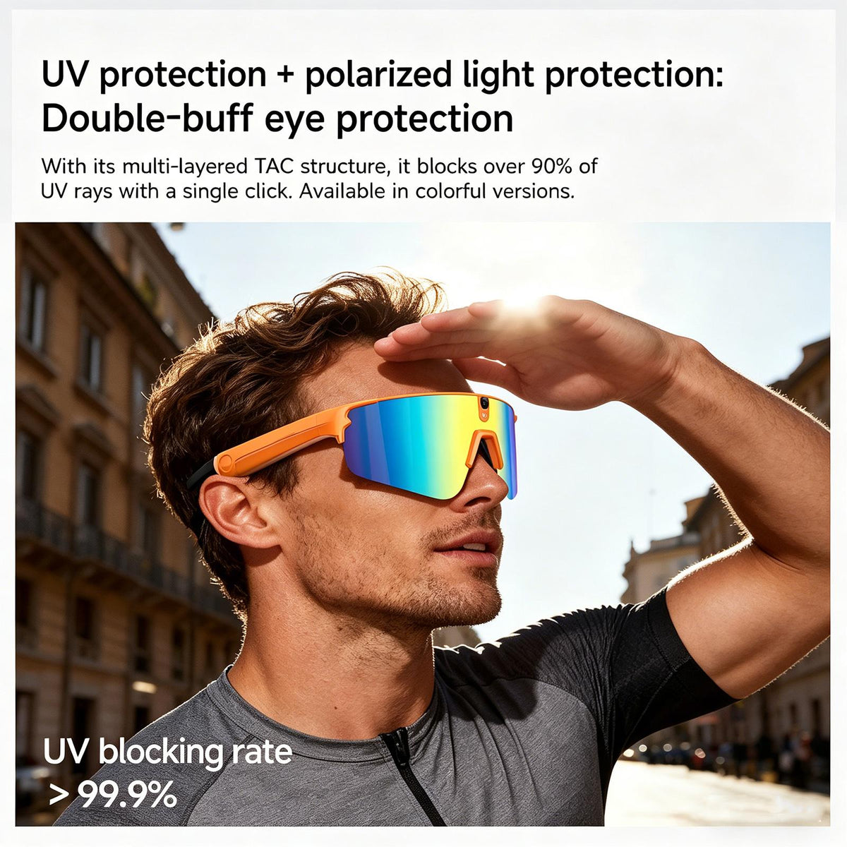 L805 8MP AI Cycling Glasses with Stabilization & Polarized Lenses — comfort and lightweight frame
