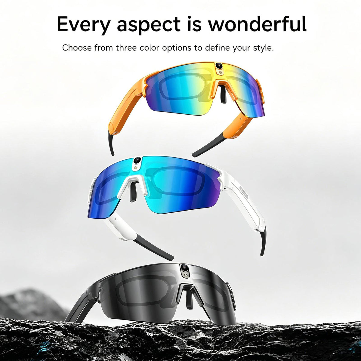 L805 8MP AI Cycling Glasses with Stabilization & Polarized Lenses — water and sweat resistance