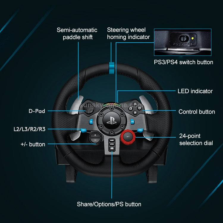 Logitech G29 racing wheel and pedals detail 4