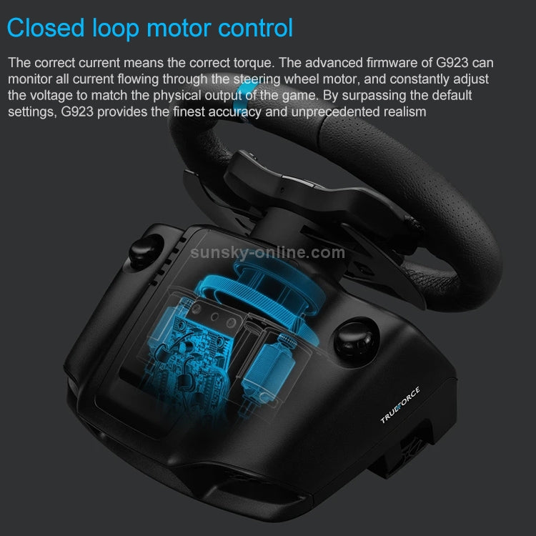 Logitech G923 racing wheel and pedals detail 3