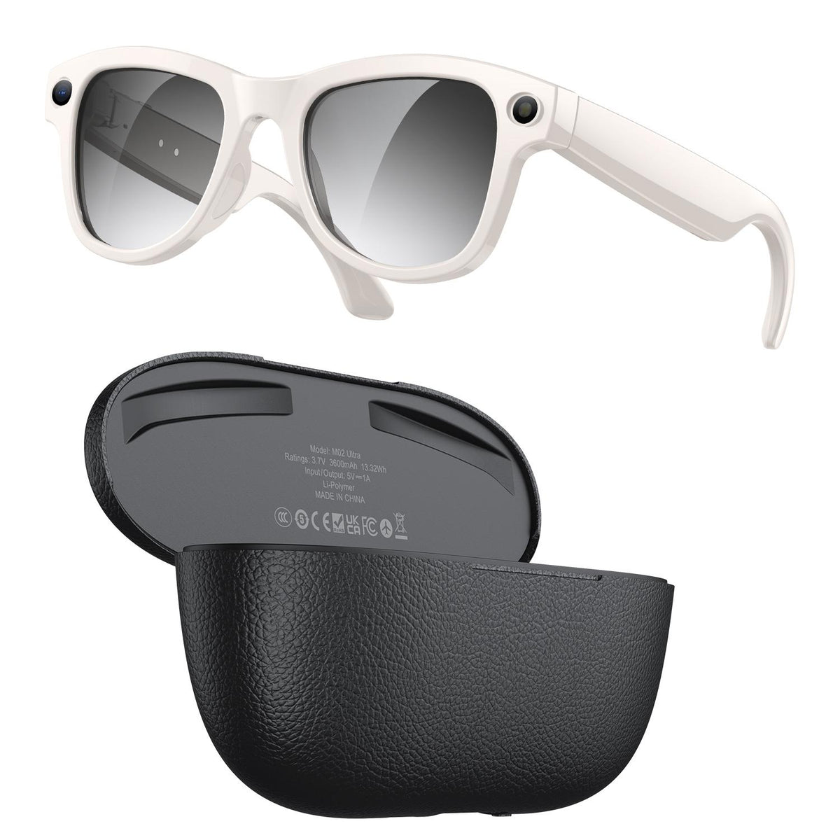 M02 Ultra 8MP Photochromic AI Smart Glasses with Charging Case product view