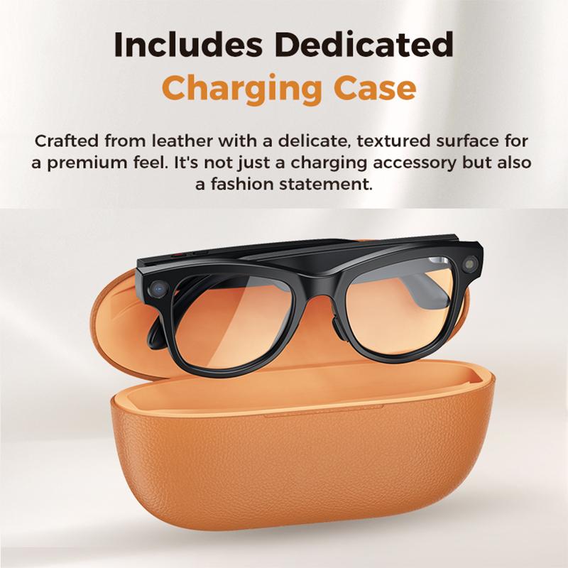M02 Ultra 8MP Photochromic AI Smart Glasses with Charging Case — image stabilization for clearer active footage