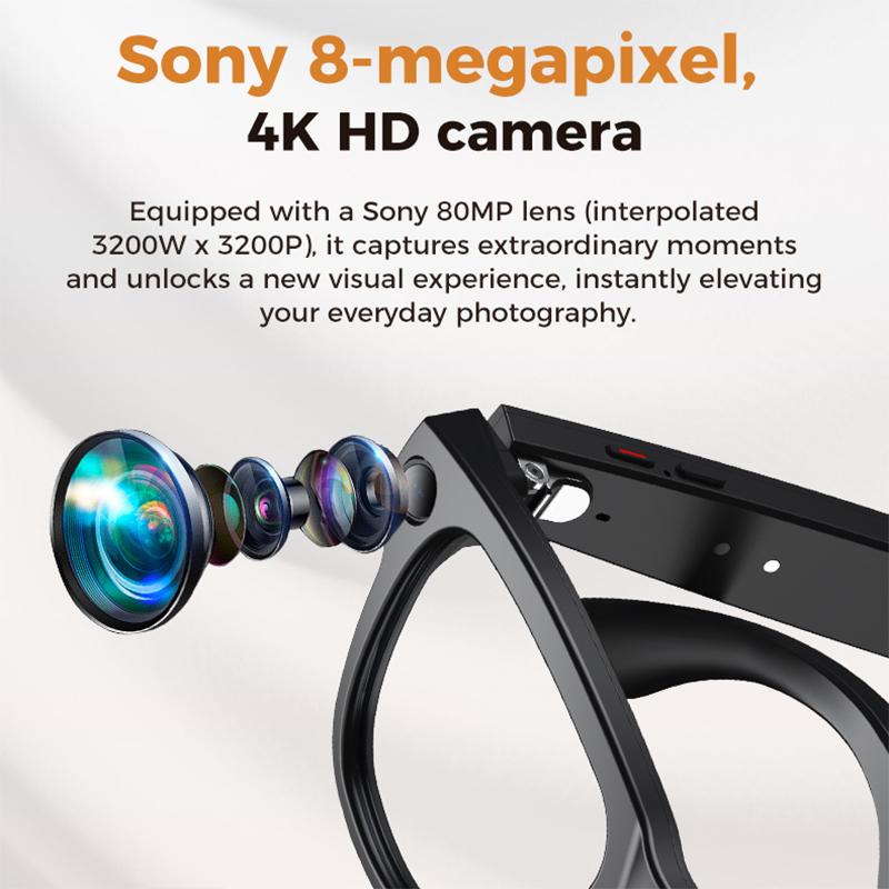 M02 Ultra 8MP Photochromic AI Smart Glasses with Charging Case — comfort and lightweight frame