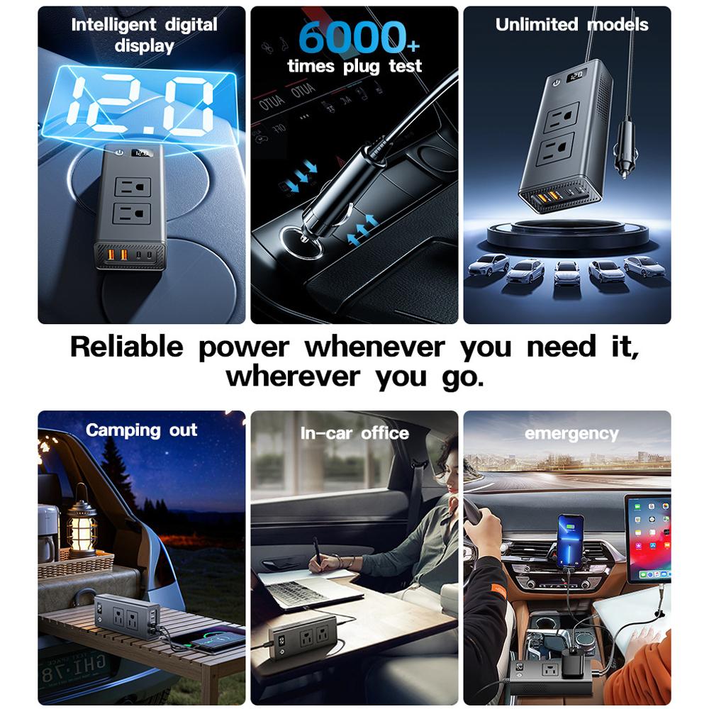 M6800 car power inverter dimensions and 60 centimeter cable length