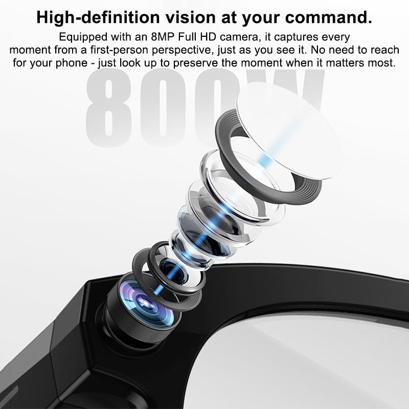 M88-S 8MP AI Camera Smart Glasses with Bluetooth Calls — 8MP camera and hands-free capture