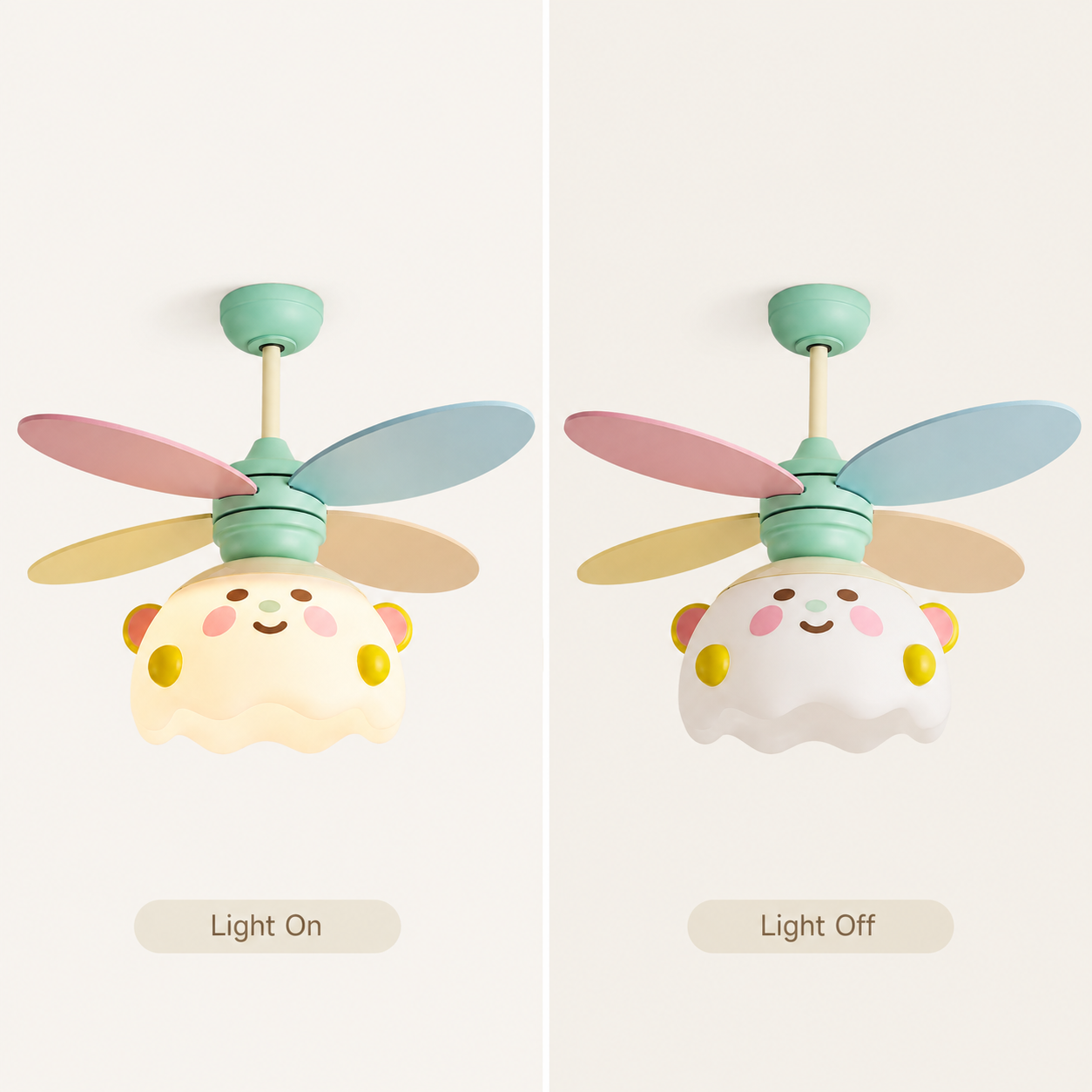 Kids Ceiling Fan with Light and Remote – 36-Inch Colorful 6-Speed Reversible DC Fan with Dimmable LED for Bedroom