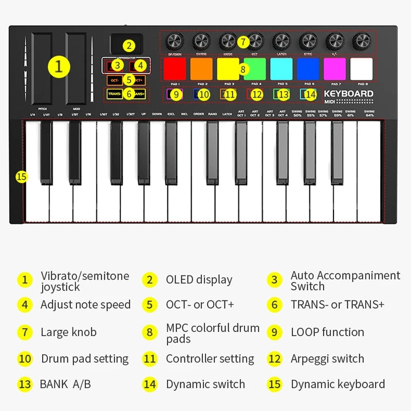 MD02 25-key portable MIDI keyboard controller detail 2