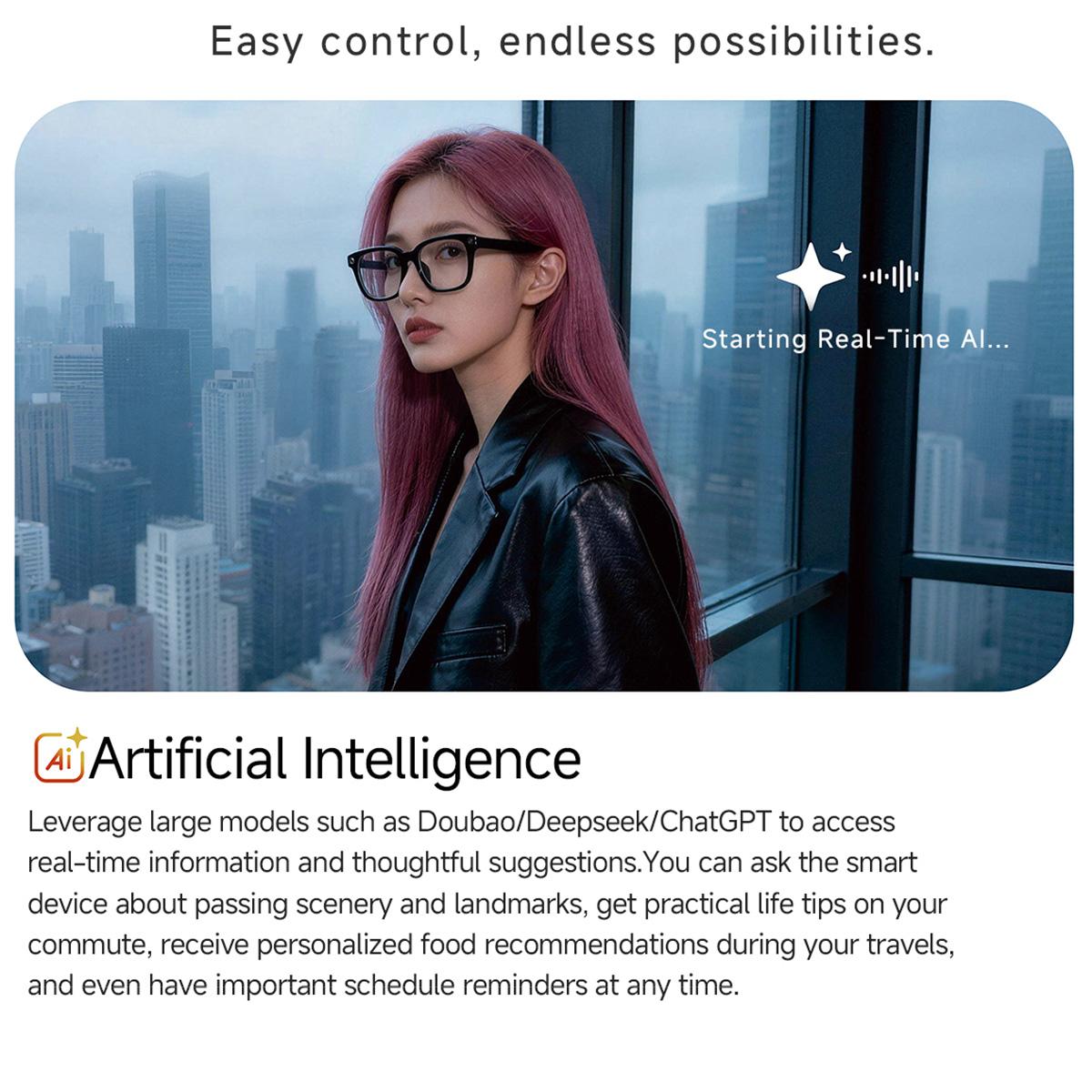 MT5 Ultra 8MP AI Smart Glasses with Charging Case & WiFi — 8MP camera and hands-free capture