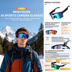 Q01 8MP Outdoor AI Sports Glasses with Stabilization — product design and included accessories
