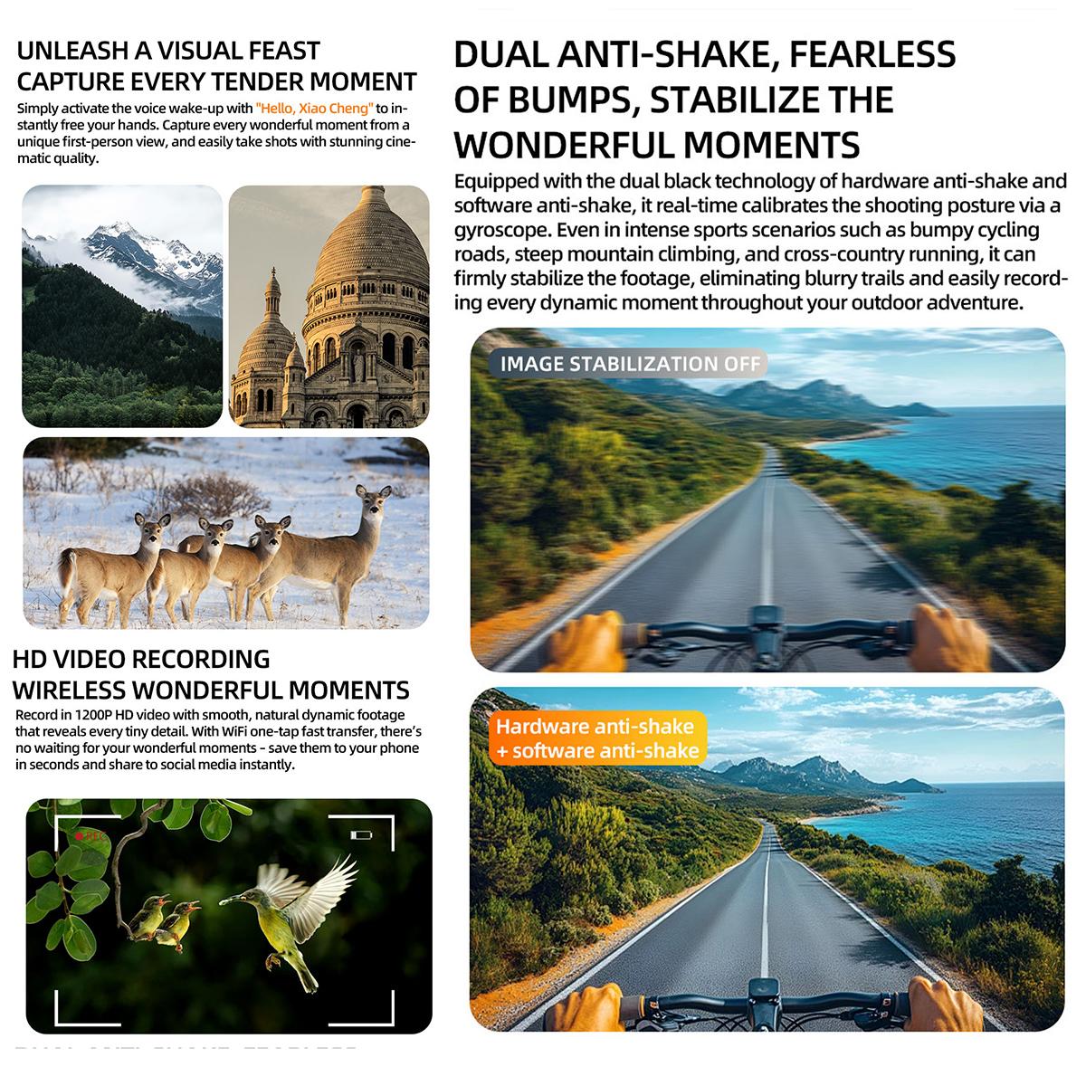 Q01 8MP Outdoor AI Sports Glasses with Stabilization — image stabilization for clearer active footage