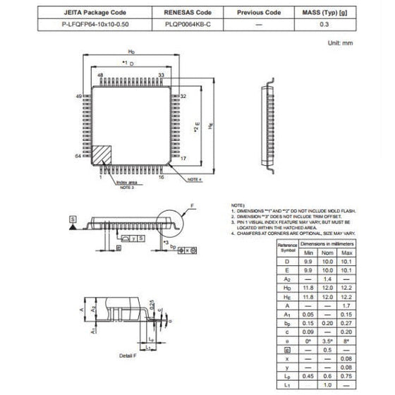 R5F100LEAFB#10 Renesas Electronics LFQFP-64 RL78/G13 16-Bit Microcontroller