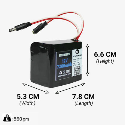 WATTNINE® 12v 7.2Ah Li-ion Battery Pack with 3 Year Warranty