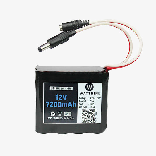 WATTNINE® 12v 7.2Ah Li-ion Battery Pack with 3 Year Warranty