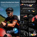W640 8MP AI Cycling Smart Glasses with 6-Axis Stabilization — product design and included accessories