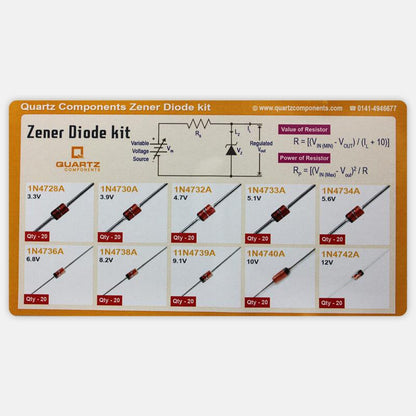 Zener Diode Kit - 10 Values / 20 Units each